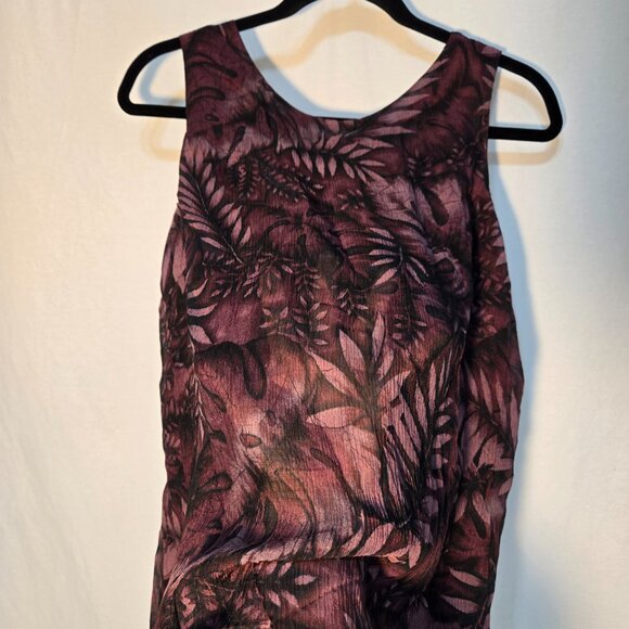 VINTAGE Out of Stock NEW WITH TAG Y2K Red Wine Leaf Print SILK Maxi Dress Size 6 - Picture 5 of 17